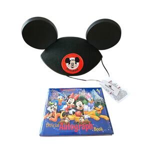 NEW Disney Disneyland Mouseketeer Mickey Ears Hat Black & Autograph Book in Blue